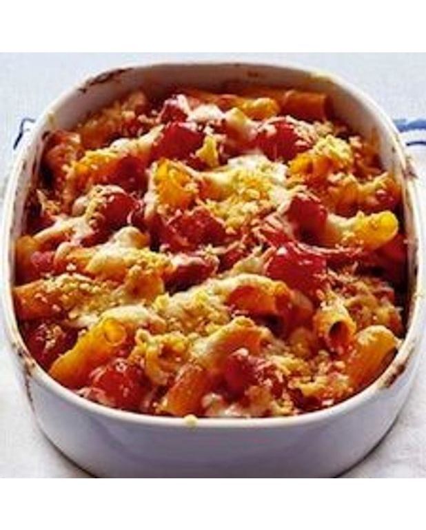 Gratin de pâtes aux saucisses de Francfort