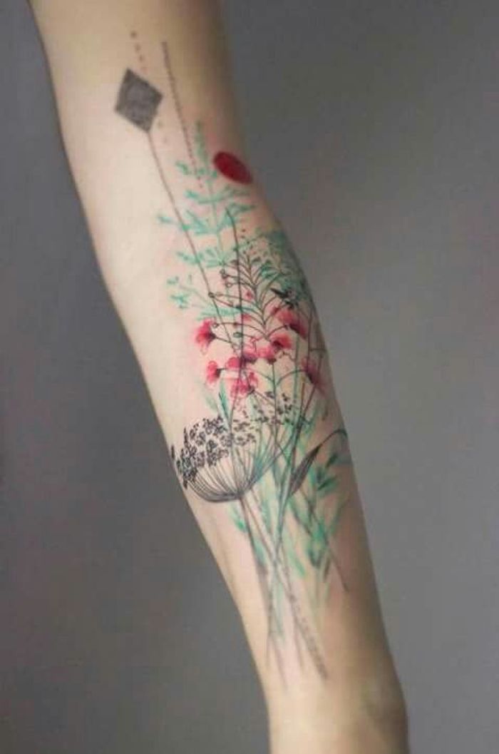 Tatouage aquarelle fleurs